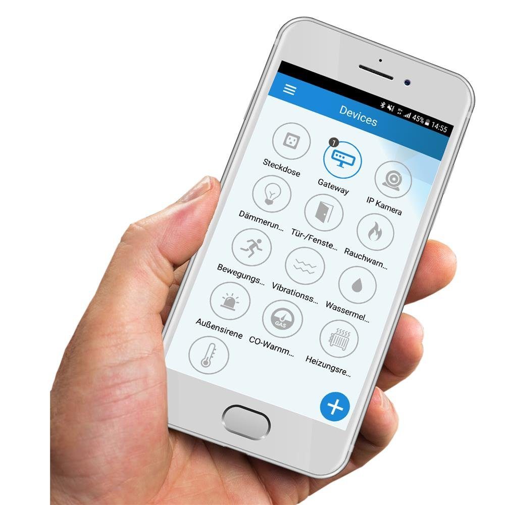 OLYMPIA OFFICE ProHome 8700 WLAN/GSM Alarmanlage (drahtlos, Smart Home Funktionen, erweiterbar, Weiß)