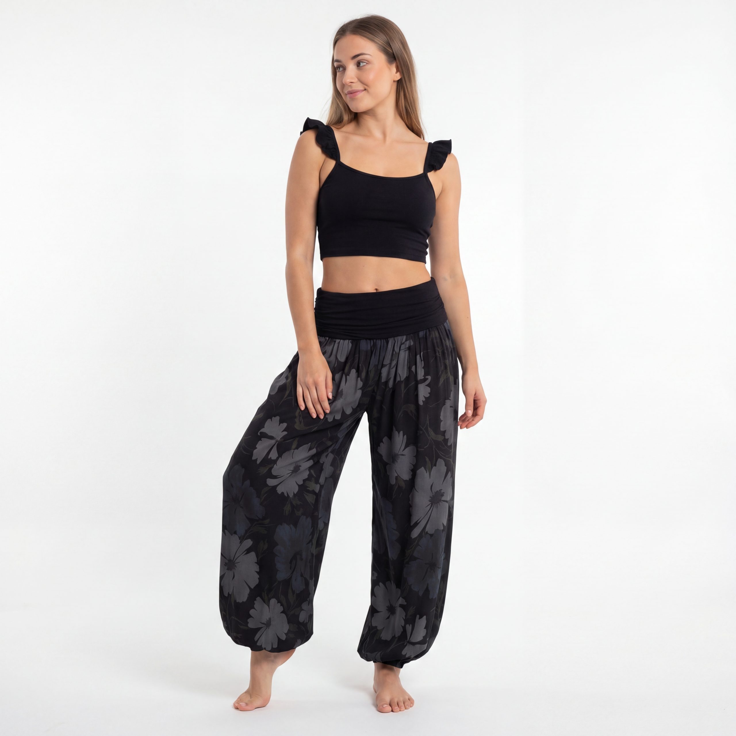 OriginalYou Haremshose Sommerhose luftig und leichte Pumphose für Damen mit elastischem Bund, sommerliches Design, Middle Waist