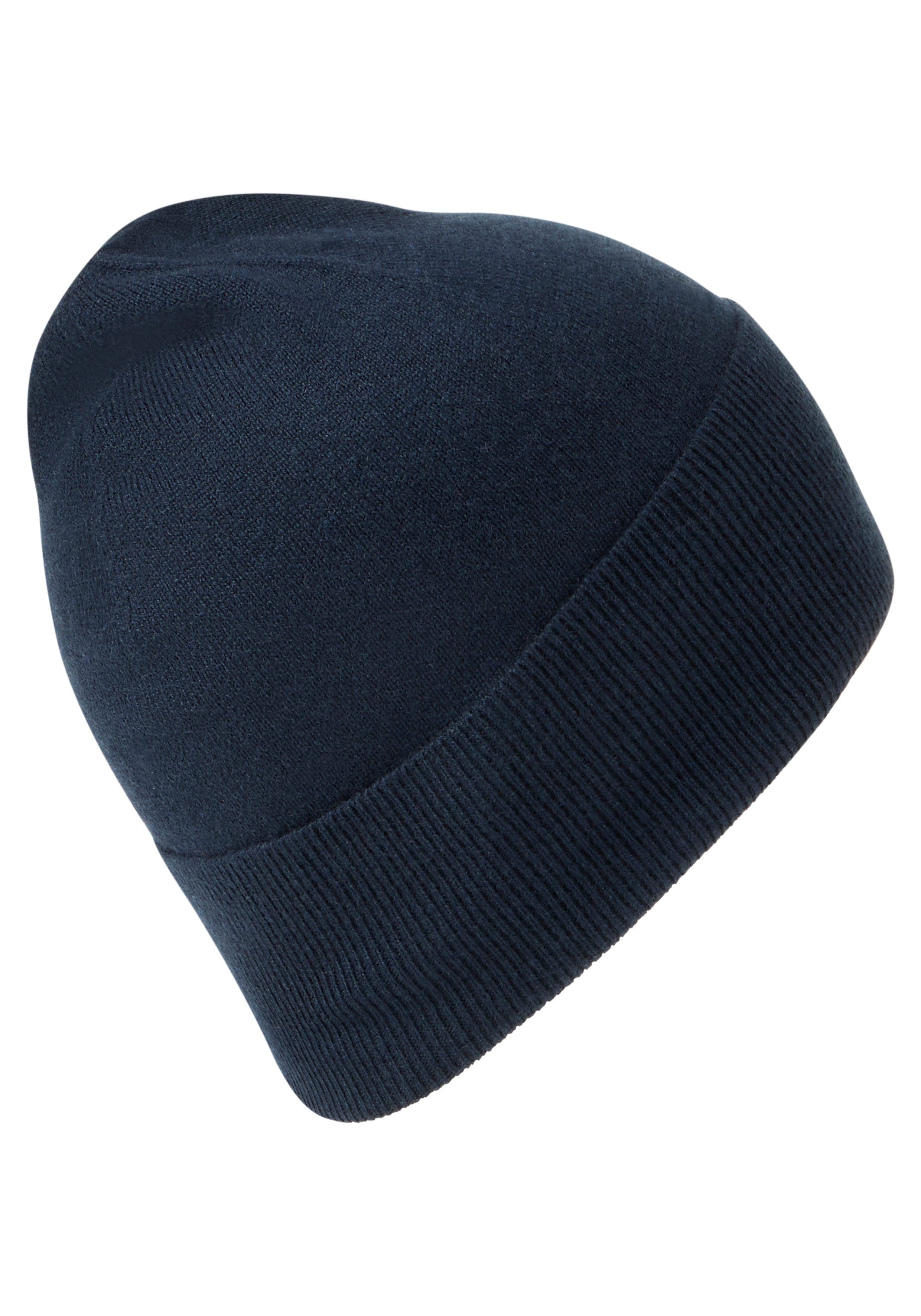 BOSS Beanie Lari_hat mit Aufschlag in Rippoptik