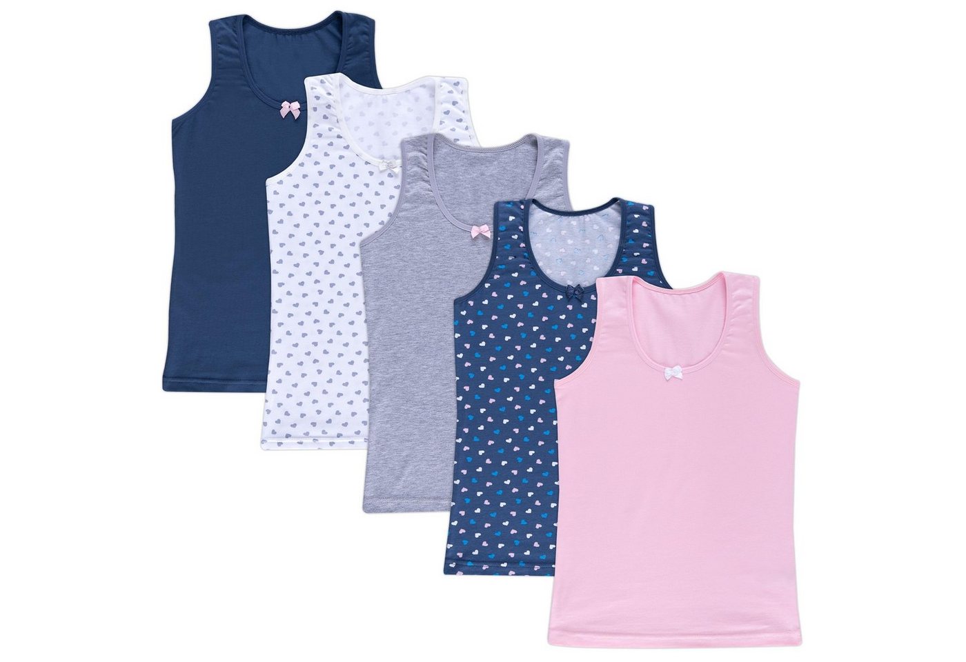 LOREZA Unterhemd 5er Set Mädchen Unterhemden - Herz - Bunt (Set, 5-St., 5er-Pack)