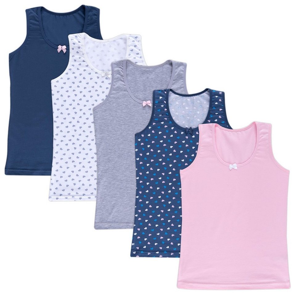 LOREZA Unterhemd 5 Mädchen Unterhemden Tank Baumwolle - Herz (Set, 5-St)