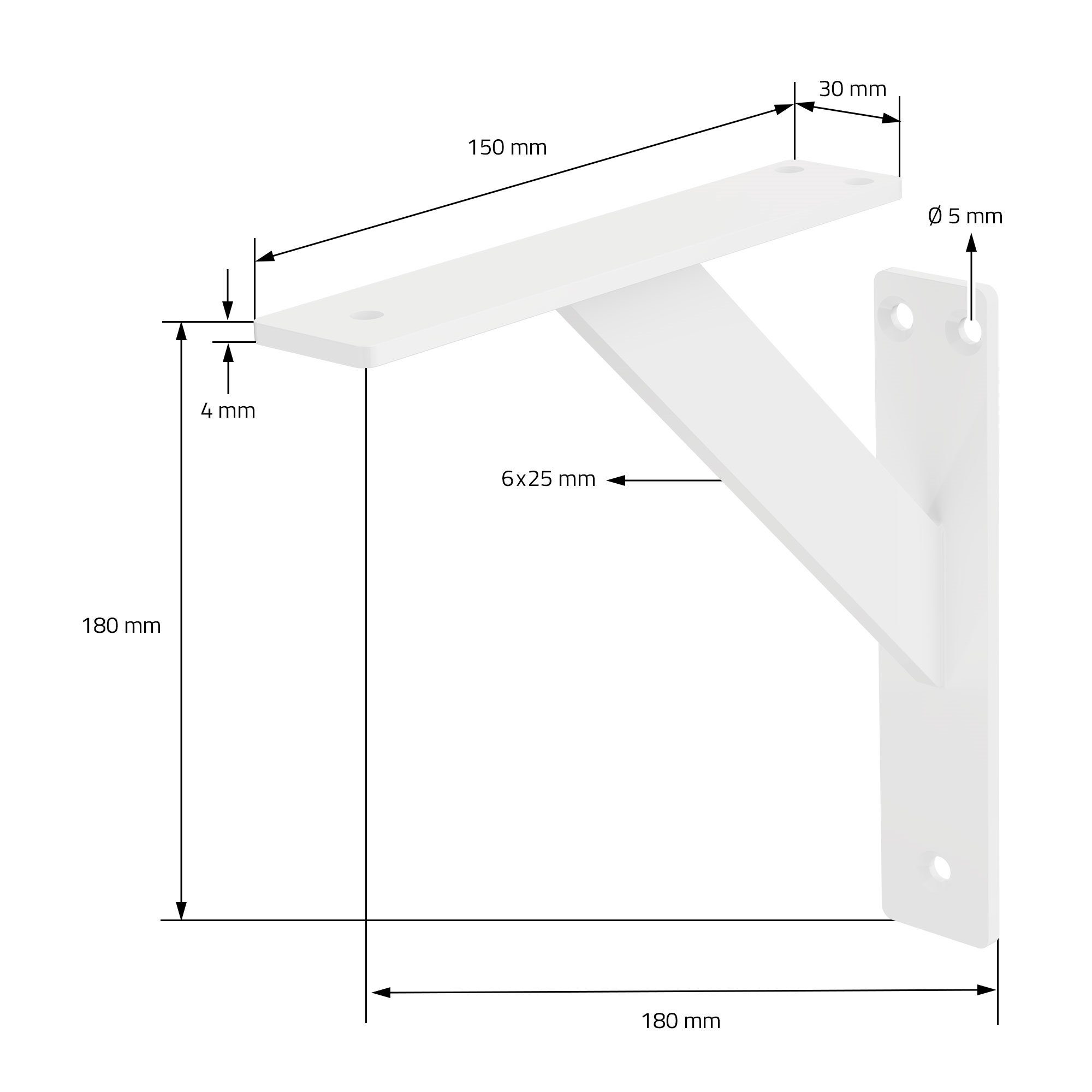 Regalhalterung Wandkonsole, 2 Schwebend Regal Wandmontage Wandregal Stück 180x180mm Regalträger ML-DESIGN Weiß Regalwinkel Aluminium