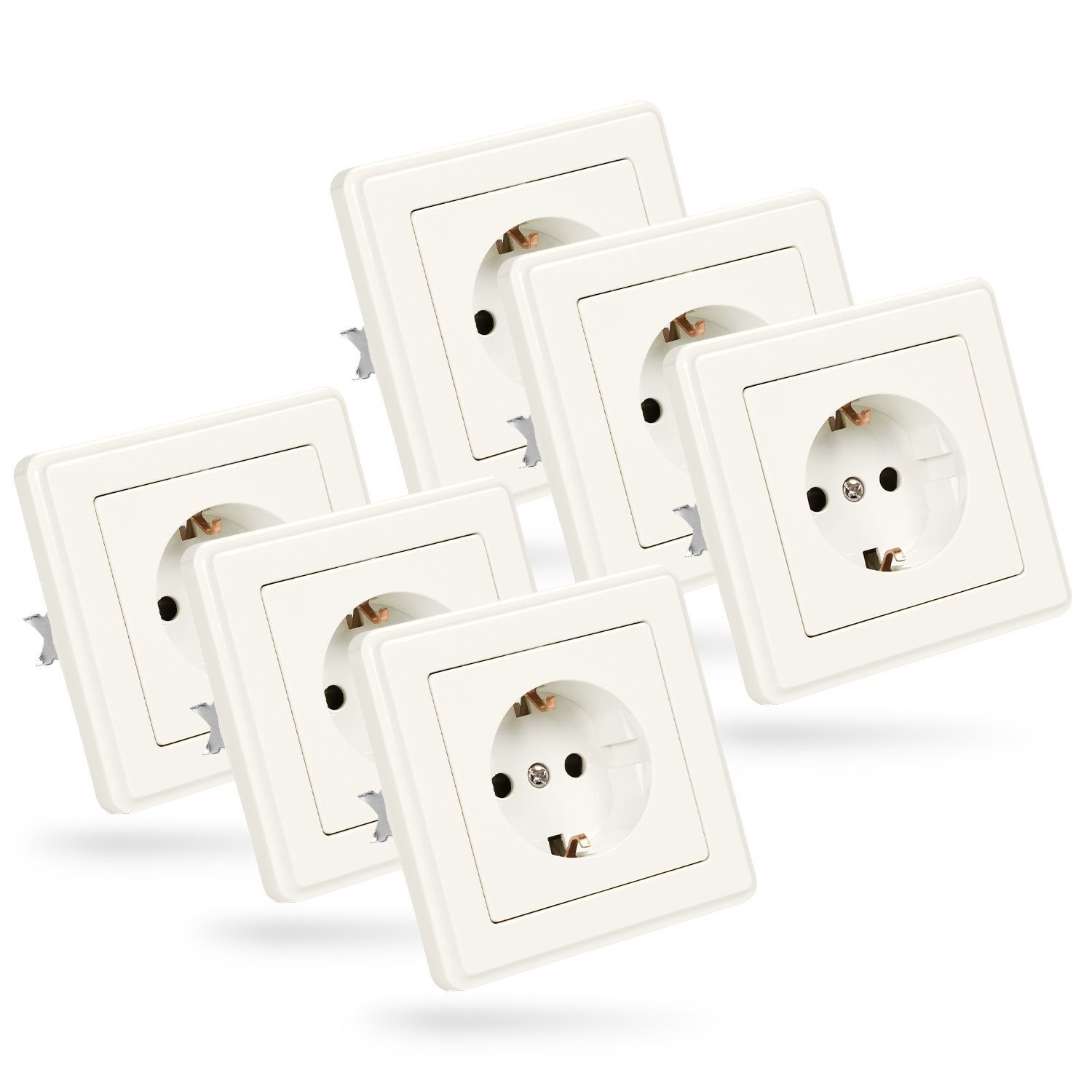 greate. Unterputz-Steckdose 6x Unterputz Schutzkontakt Steckdose - Wandsteckdose, Schuko Steckdose, 6-St.