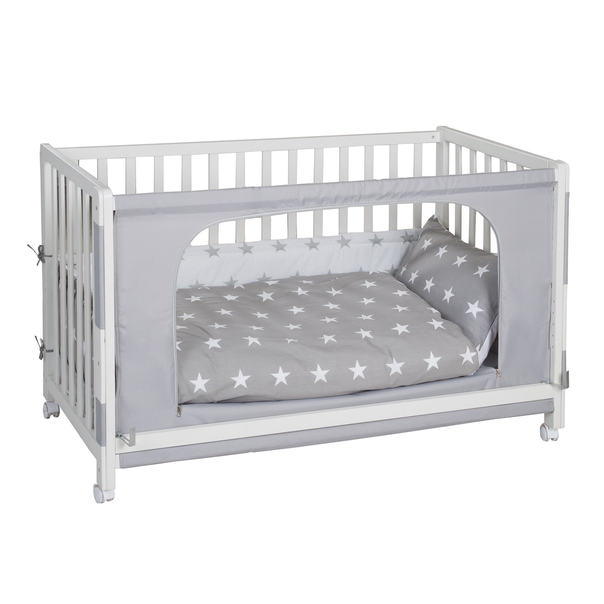 roba® Beistellbett Little Stars 60 x 120 cm, Anstellbett zum Elternbett mit kompletter Ausstattung – Bild 4 von 5