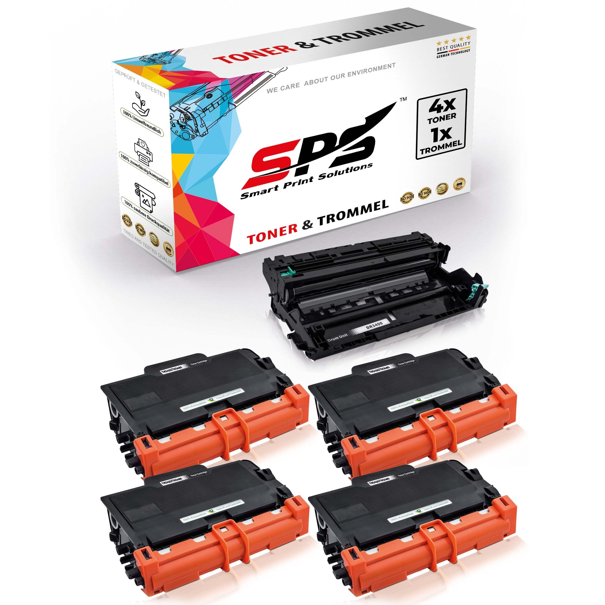 SPS Tonerkartusche 4x Toner + Trommel für Brother HLL5100DN DR3400 TN3480 HLL5100DNTT, (5er Pack)