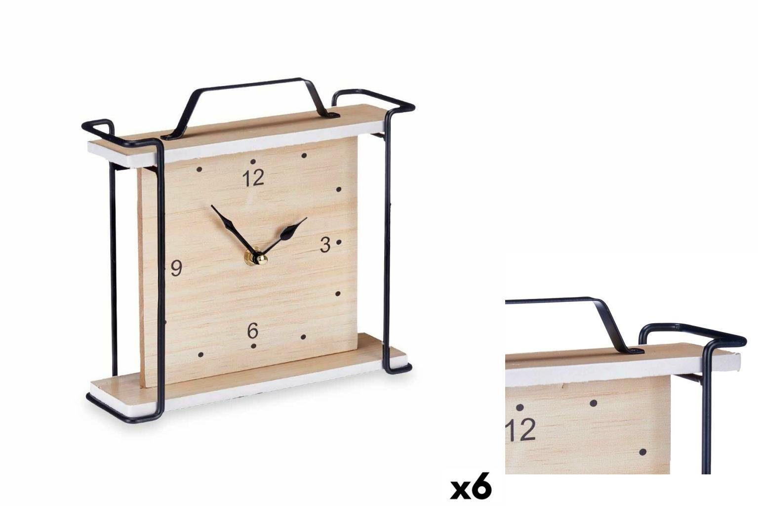 Gift Decor Uhr Tischuhr MDF 21 x x Stück 23 7 Metall Schwarz 6 cm Holz