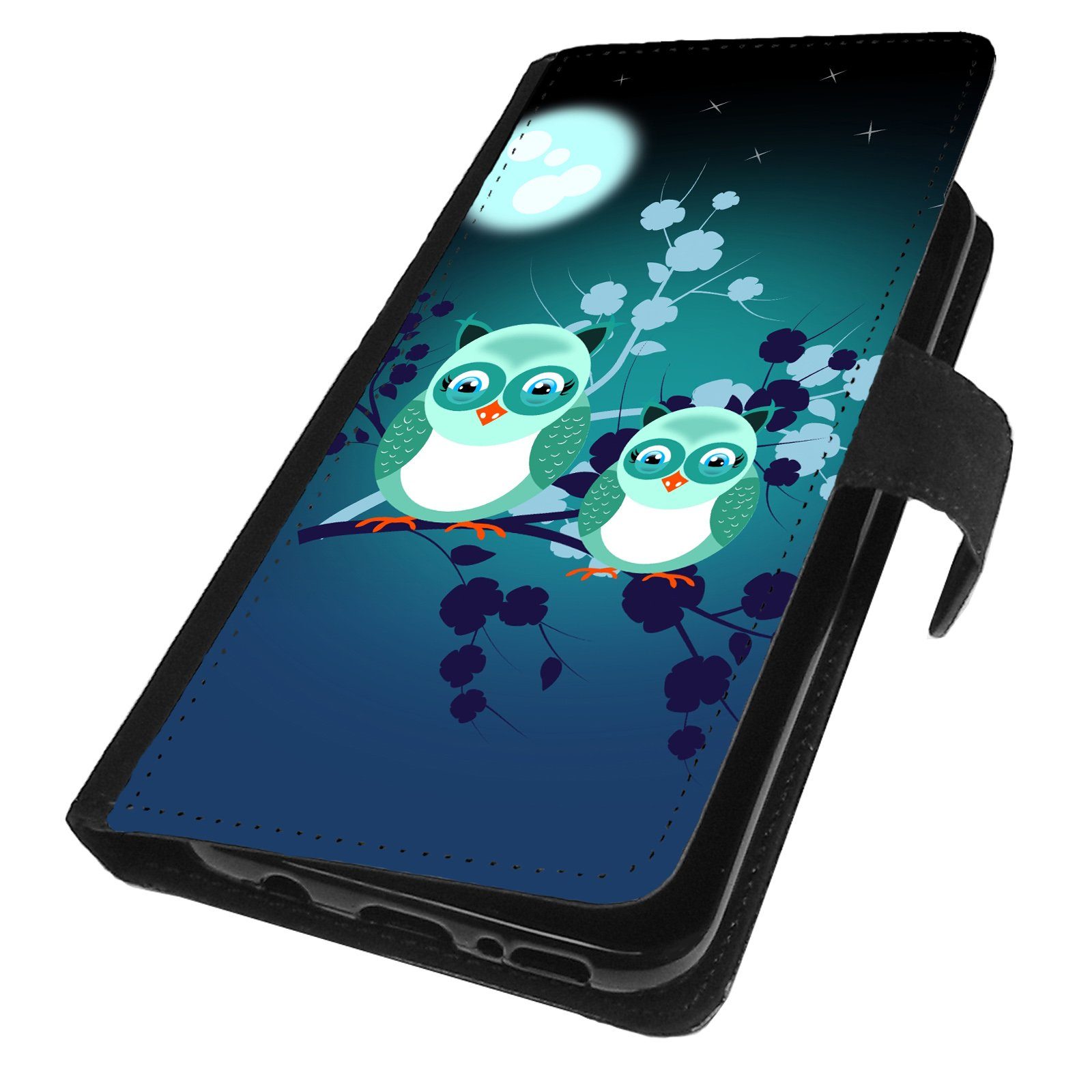 Traumhuelle Handyhülle Für Samsung Galaxy A21S / für Samsung Galaxy A20e Hülle Motiv 42, Eulen Mond Blau Tasche Klappetui Flip Case Schutzhülle Cover Silikon