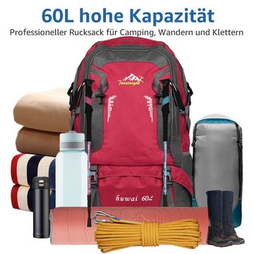 NULSTA Tourenrucksack Trekkingrucksack 60 Liter Wanderrucksack Reiserucksack für Reisen, Rucksack Herren Große Pack wasserdichte