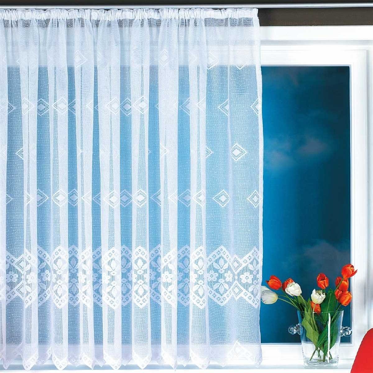 Arsvita Gardine mit floralem Jacquard-Muster in feiner Spitzenoptik, Kräuselband, transparent, elegant, lichtdurchlässig, waschbar – Bild 2 von 5