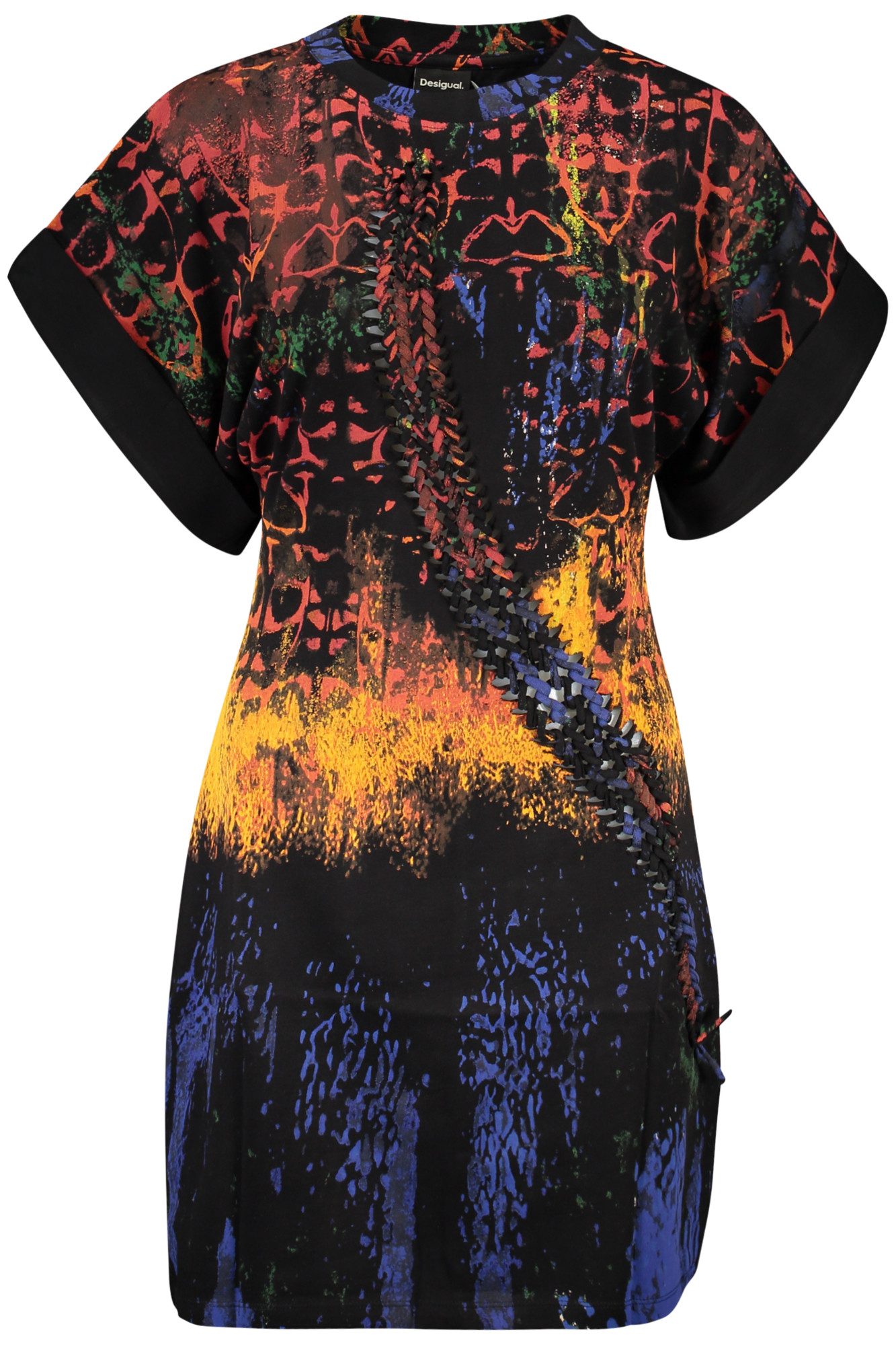 Desigual Partykleid Schwarzes kurzes Damenkleid mit Muster & kontrastierend günstig online kaufen