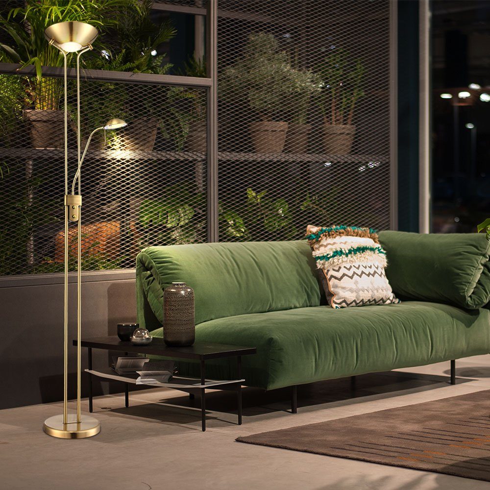 GLOBO LIGHTING LED Stehlampe, LED-Leuchtmittel fest verbaut, Warmweiß, 20,5 Watt LED Decken Fluter Lese Arm Stand Leuchte Steh Lampe Dimmer