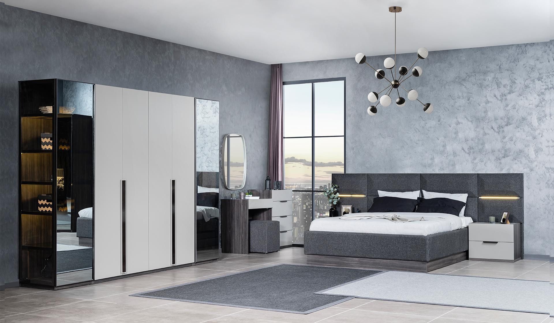 Xlmoebel Komplettschlafzimmer Schlafzimmer Möbel Set 5tlg: Bett, Nachttische, Kleiderschrank, K, (5-tlg), Made in Europa