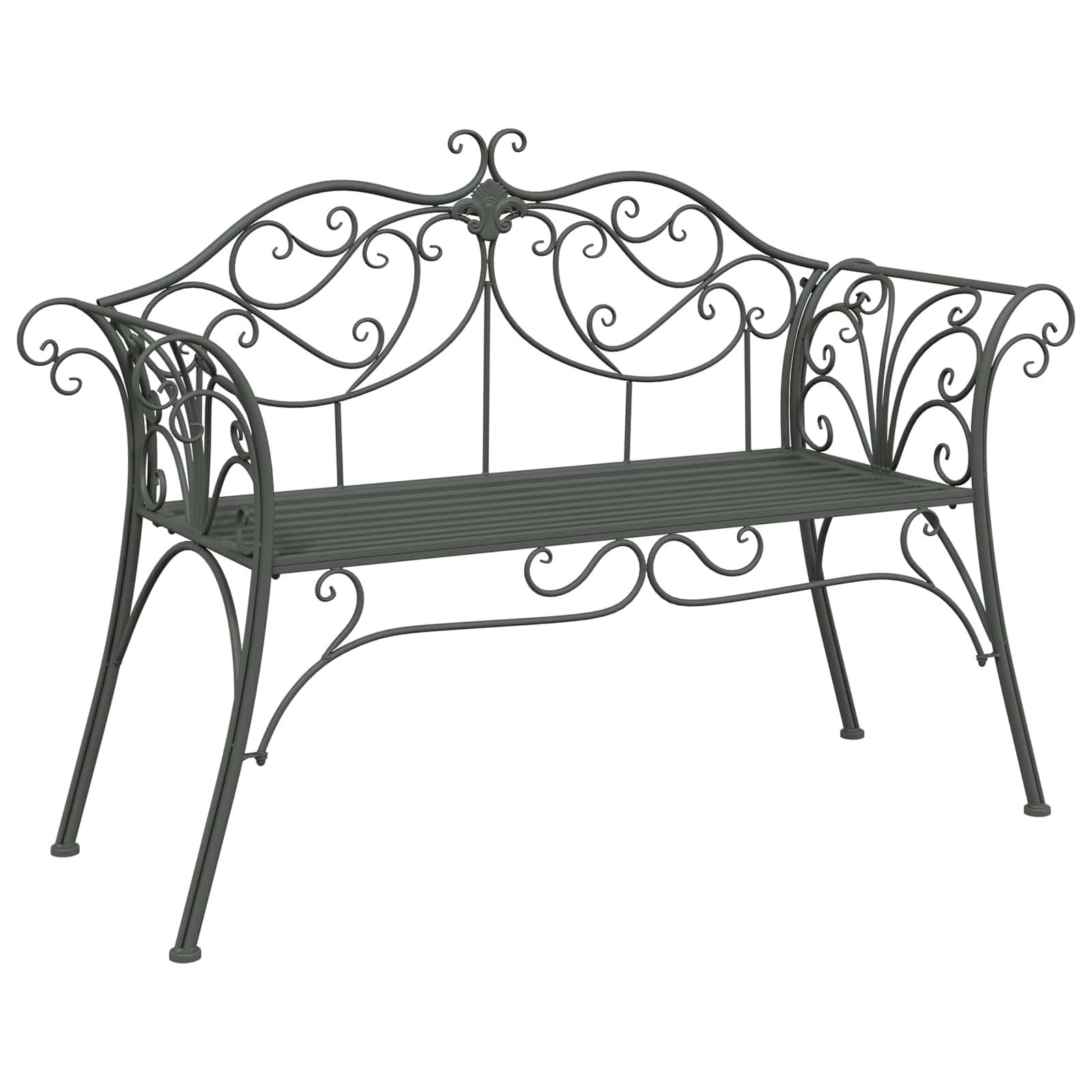 vidaXL Gartenbank Gartenbank 2-Sitzanzahl 130 x 47 x 90 cm Stahl Silber Grau (1-St)