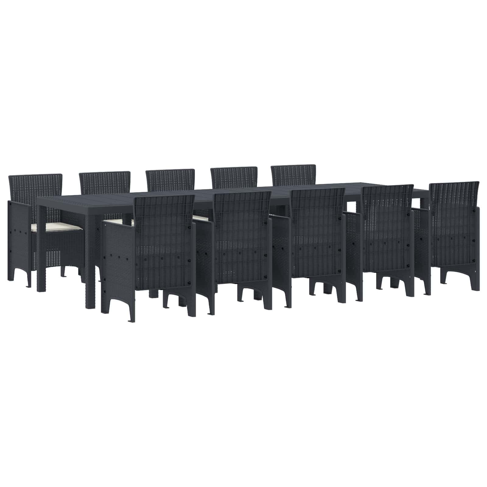 vidaXL Gartenlounge-Set Garten Essgruppe 11 stk. Anthrazit und Creme, (11-tlg)