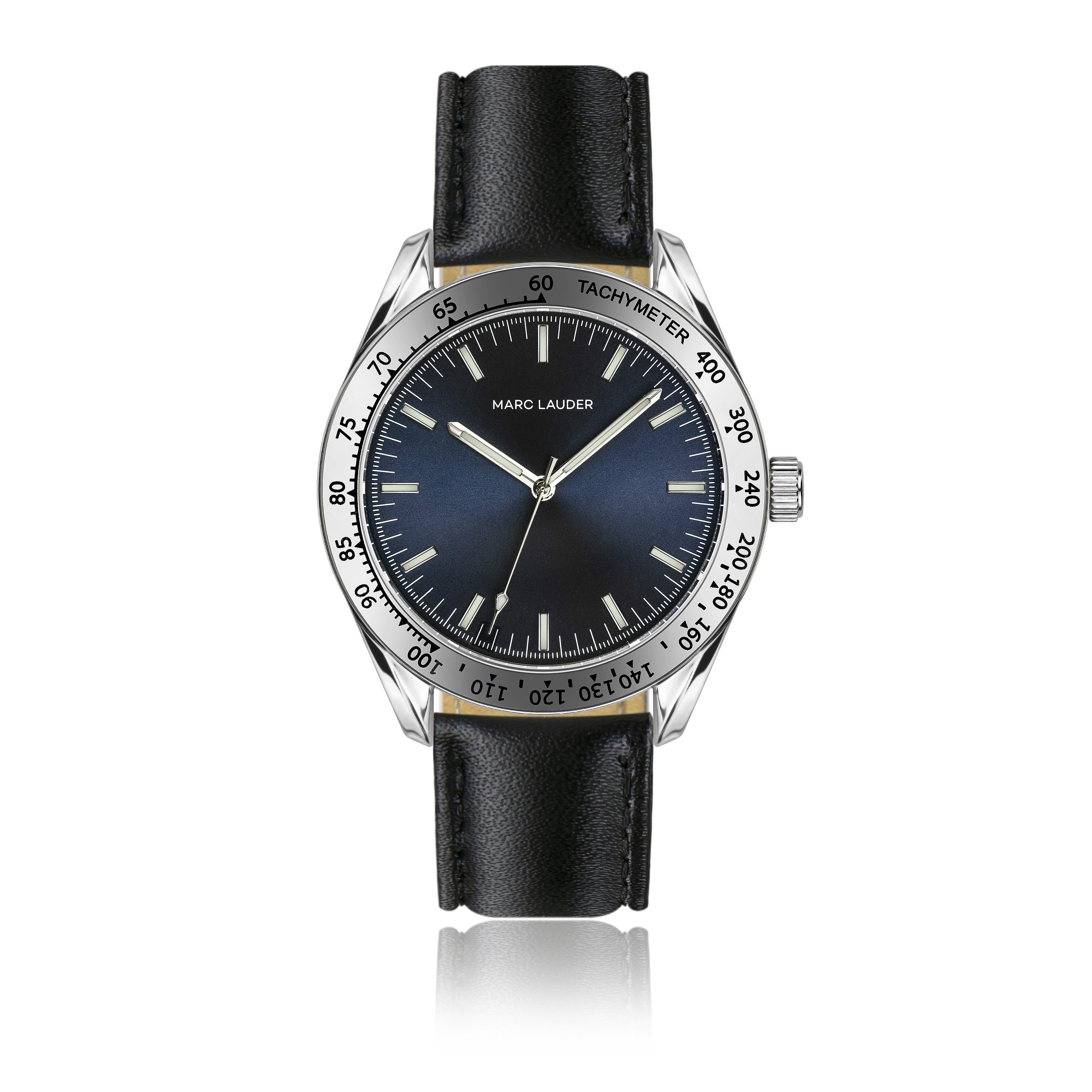 MARC LAUDER Quarzuhr MD7-S010S Helsinki Blue Sunray Genuine calf leather