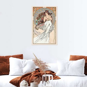Posterlounge Wandfolie Alfons Mucha, Die Vier Künste - Musik, Wohnzimmer Vintage Malerei