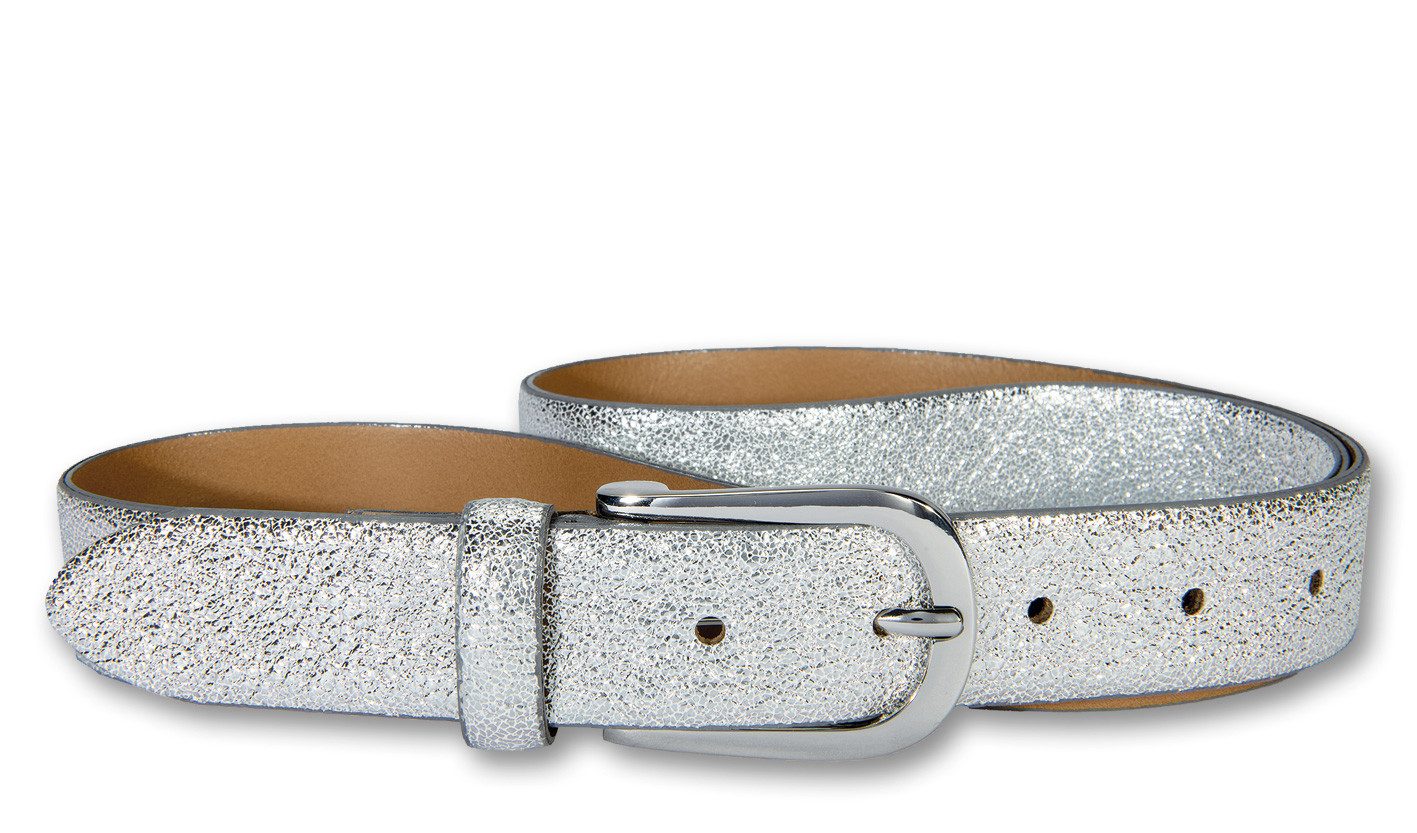 Silbergift Ledergürtel Mit Metallic-Effekt, Schließe silberfarben günstig online kaufen