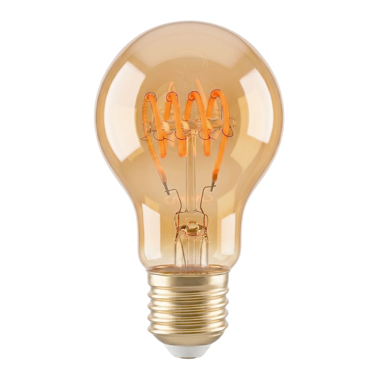 hofstein LED-Leuchtmittel 4er Set Glühbirne Extra Warmweiß dimmbar 6 Watt, E27, 2200 Kelvin, 320 Lumen, Klassisch, Filament Spirale, Amber