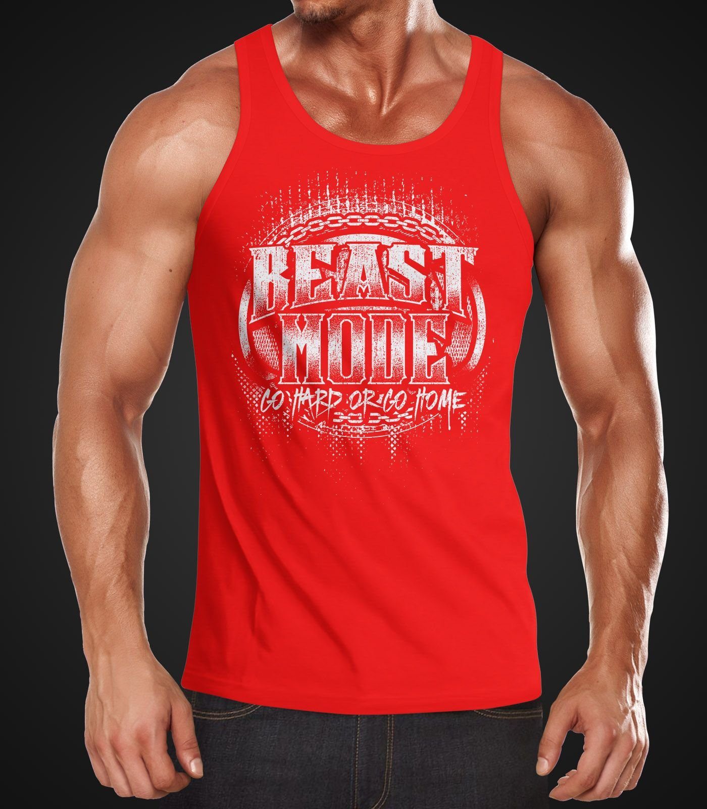 MoonWorks Tanktop Herren Tank-Top Beast Mode Moonworks® mit Print günstig online kaufen