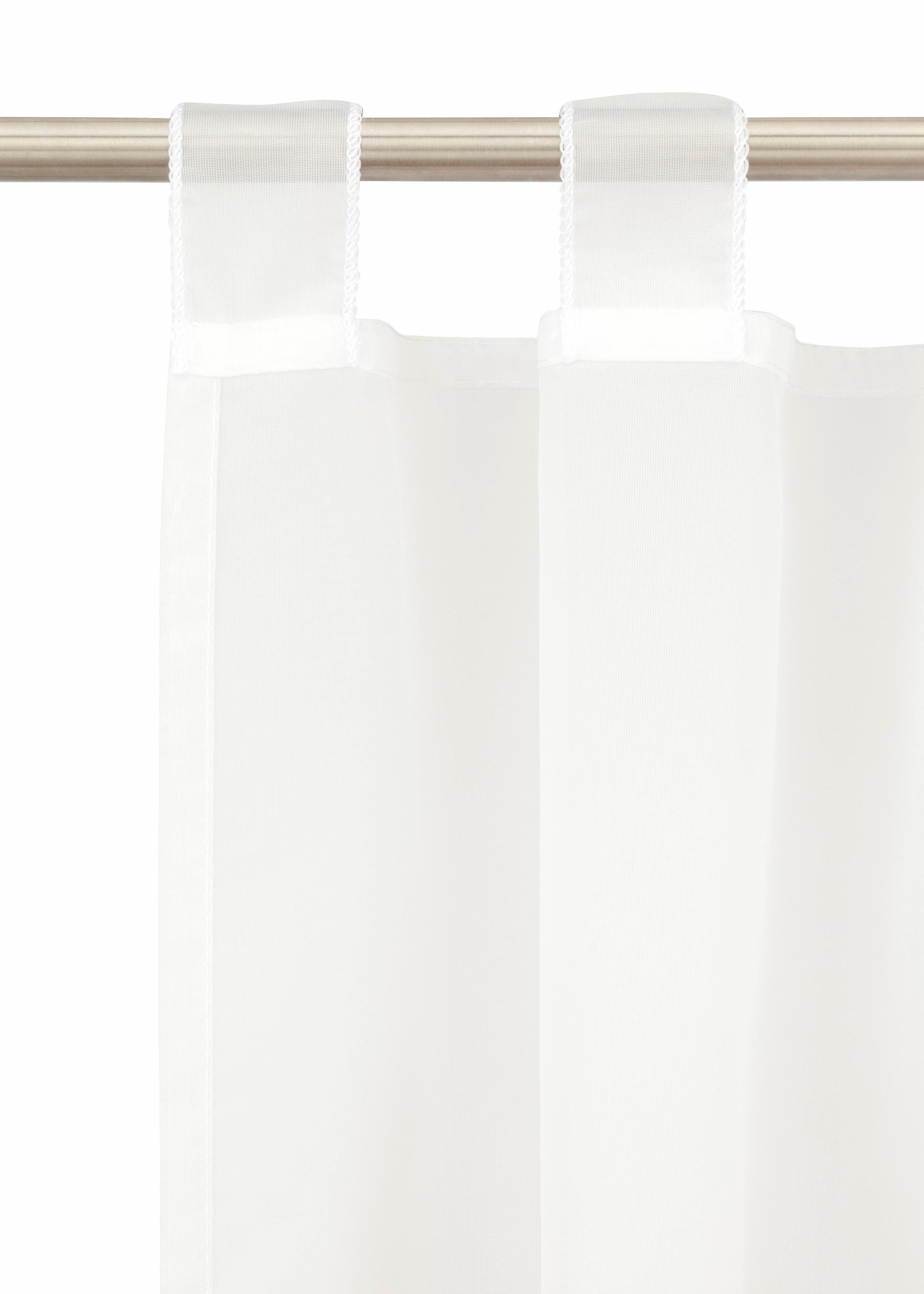 OTTO home Scheibengardine EBY (1 St), Schlaufen, transparent, Voile, Fertiggardine, mit einseitig aufgenähtem Satinband, Querstreifen