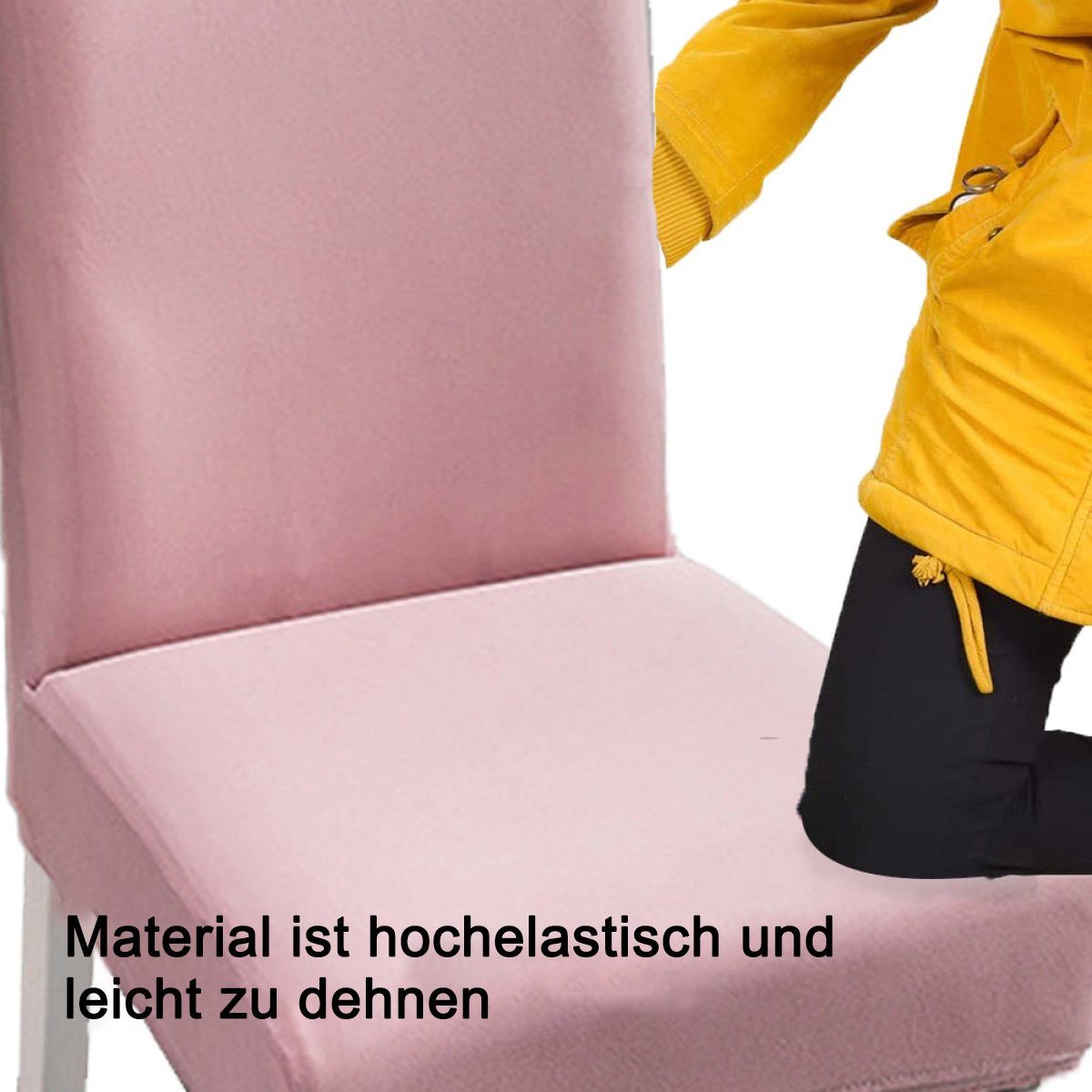Stretch-Stuhlhussen abnehmbare Rosa Stuhlschutzbezüge, Esszimmer, Stuhlhusse für Juoungle das