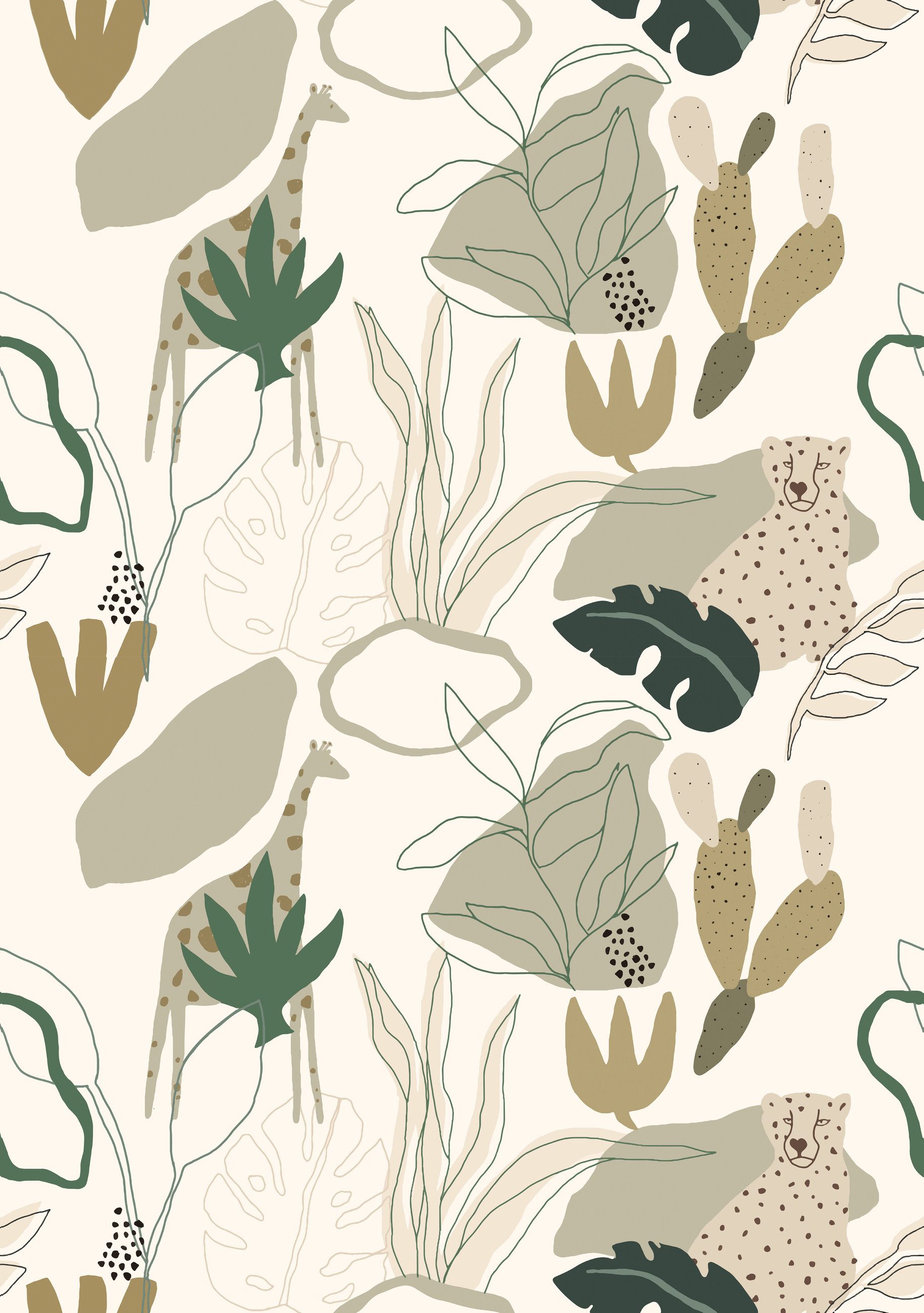 Fototapete Safari in Grün, Roomblush - RB247