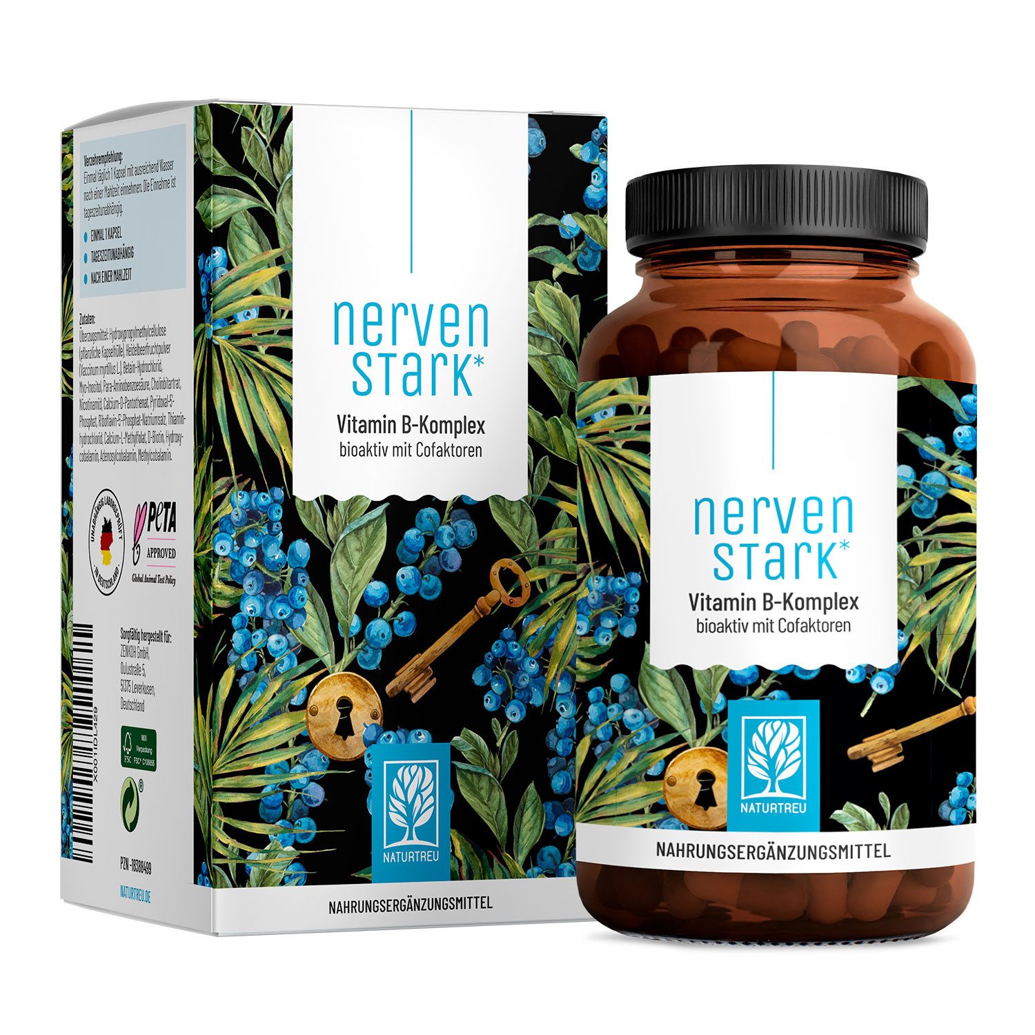 Naturtreu Nervenstark Kapseln, 1 er 120 St., 58.8 g, Durchdachte Entwicklung, Vegan, Laborgeprüft, Hochwertige Inhaltstoffe