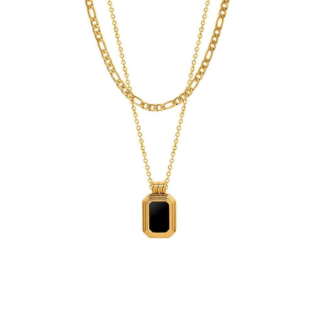 Invanter Lange Kette Double -Layer -Stapel mit Halskette weibliche Schlüsselbeinkette Gold | Lange Ketten