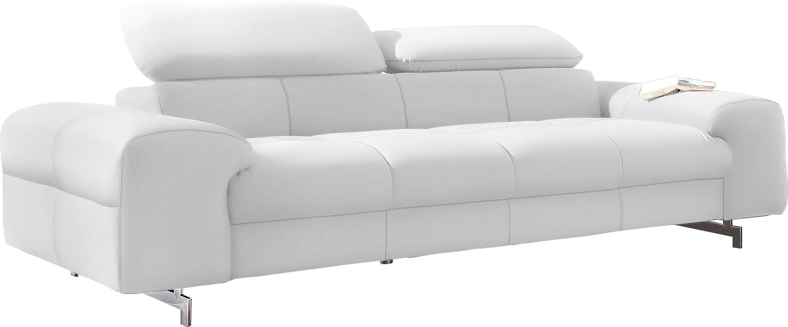 COTTA 3-Sitzer Chef, Big-Sofa mit Kopfteilverstellung, edle Metallkufen günstig online kaufen