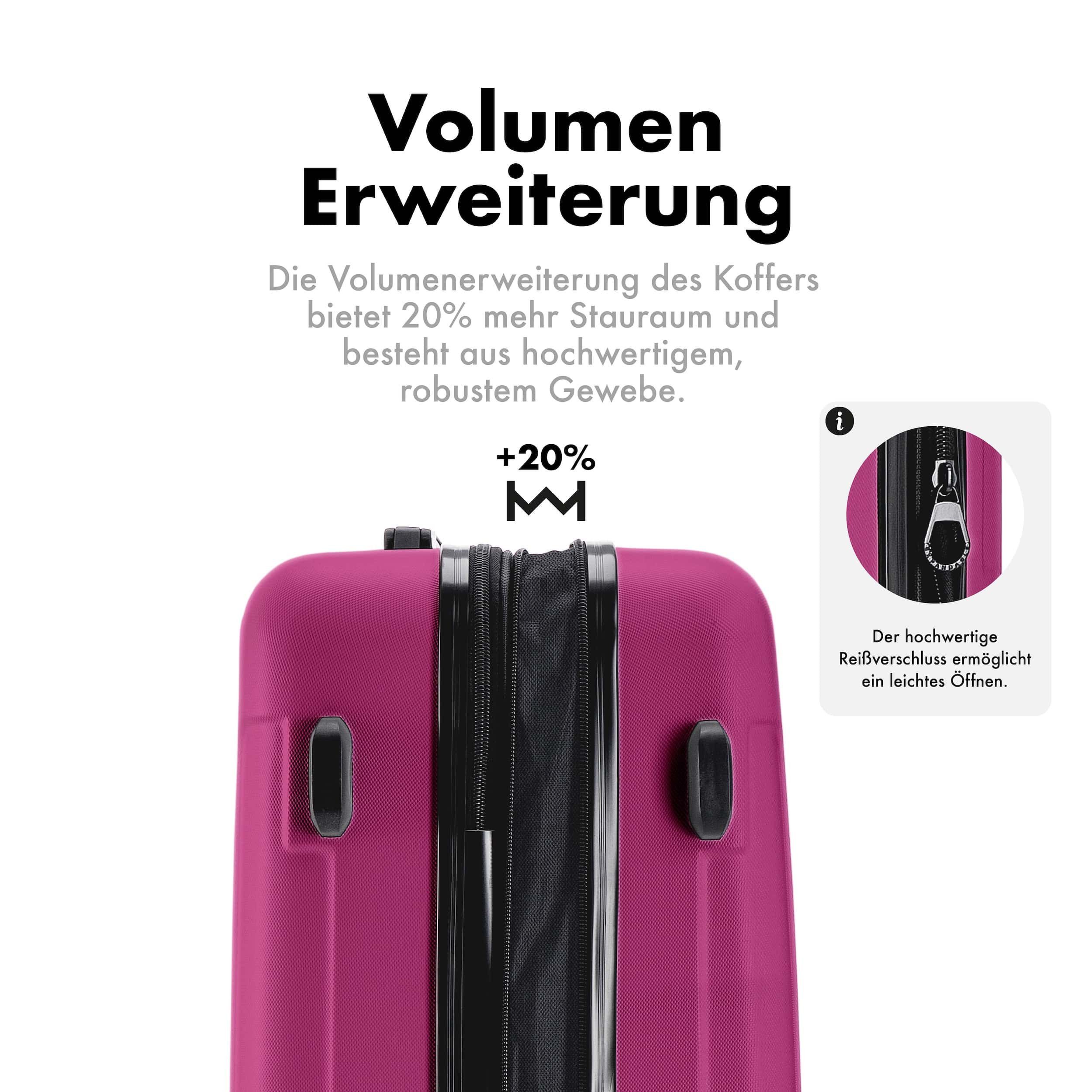 Flexot Hartschalen-Trolley F-3045 (Gr. M, L, XL) – Kofferset – ABS-Hartschale, 4 Rollen, Robuster und moderner Koffer mit vier 360° Rollen und Zahlenschloss