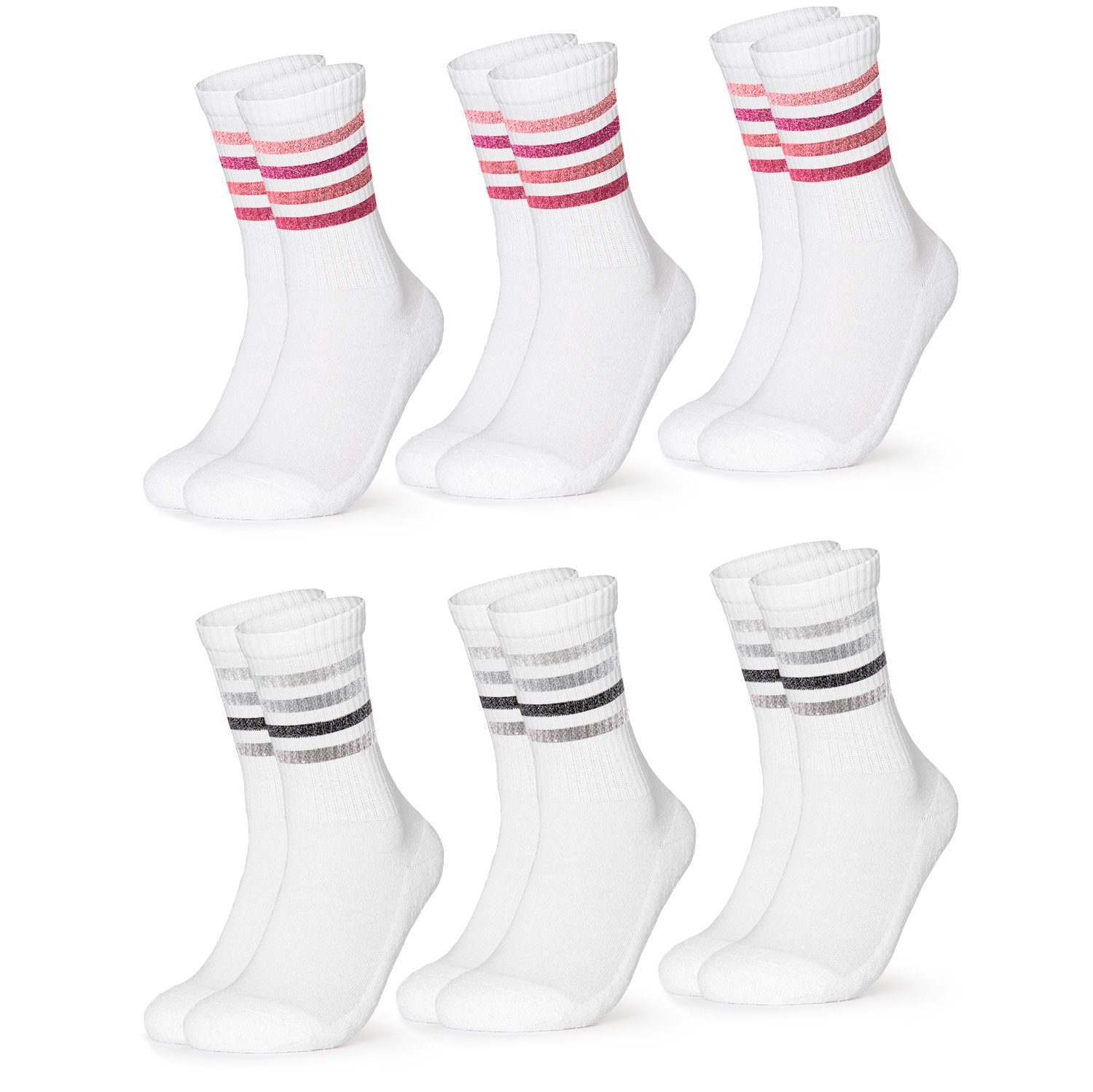 OCCULTO Sportsocken Damen Retro Tennis Socken 6er Pack (Modell: Steffi) (6- günstig online kaufen