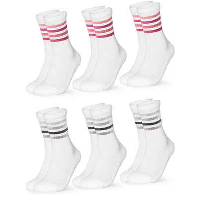 OCCULTO Sportsocken Damen Retro Tennis Socken 6er Pack (Modell: Steffi) (6-Paar)