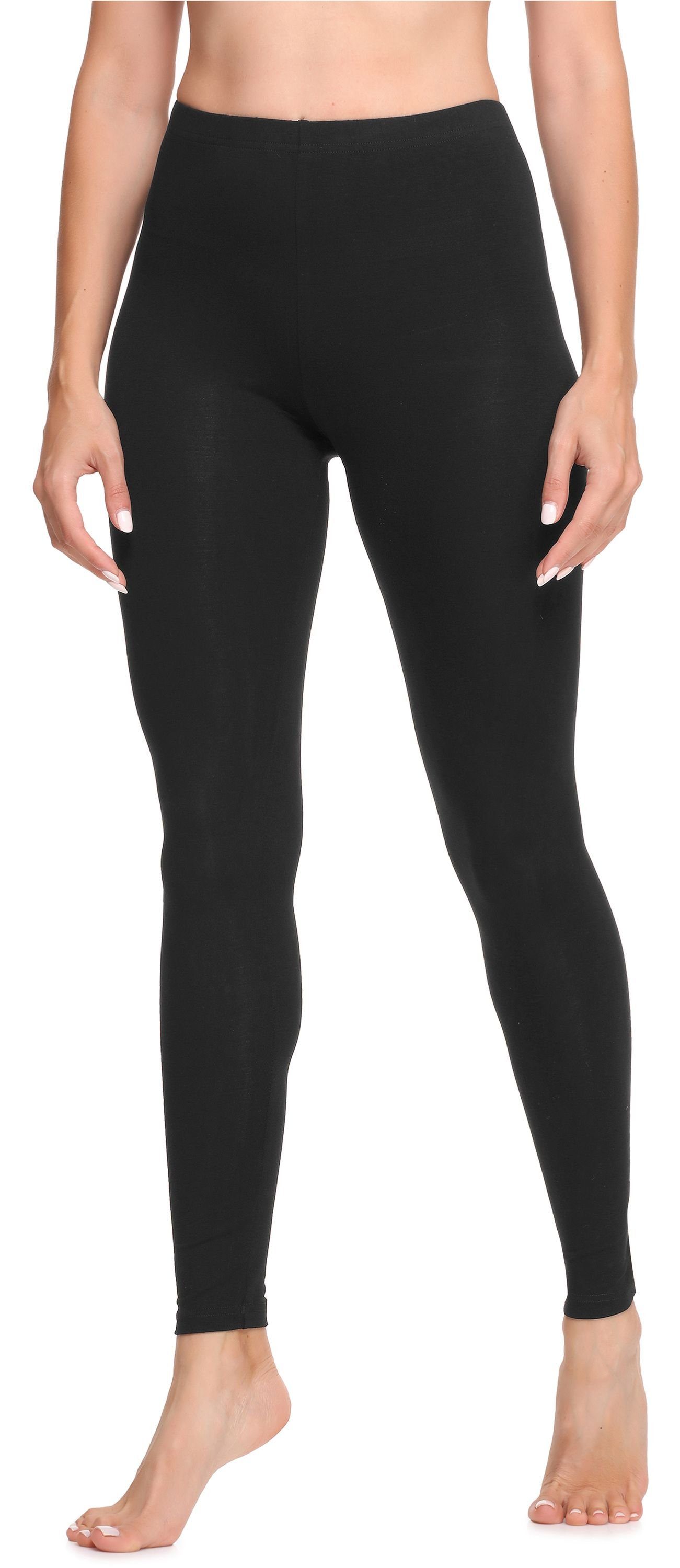 Ladeheid Leggings Damen Lange Hosen aus Baumwolle LA40-133 (1-tlg) bequem, elastischer Bund