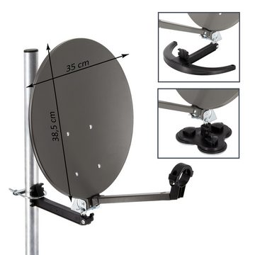 PremiumX Camping Sat Anlage Receiver Sat-Finder Single LNB 10m Kabel F-Stecker SAT-Antenne