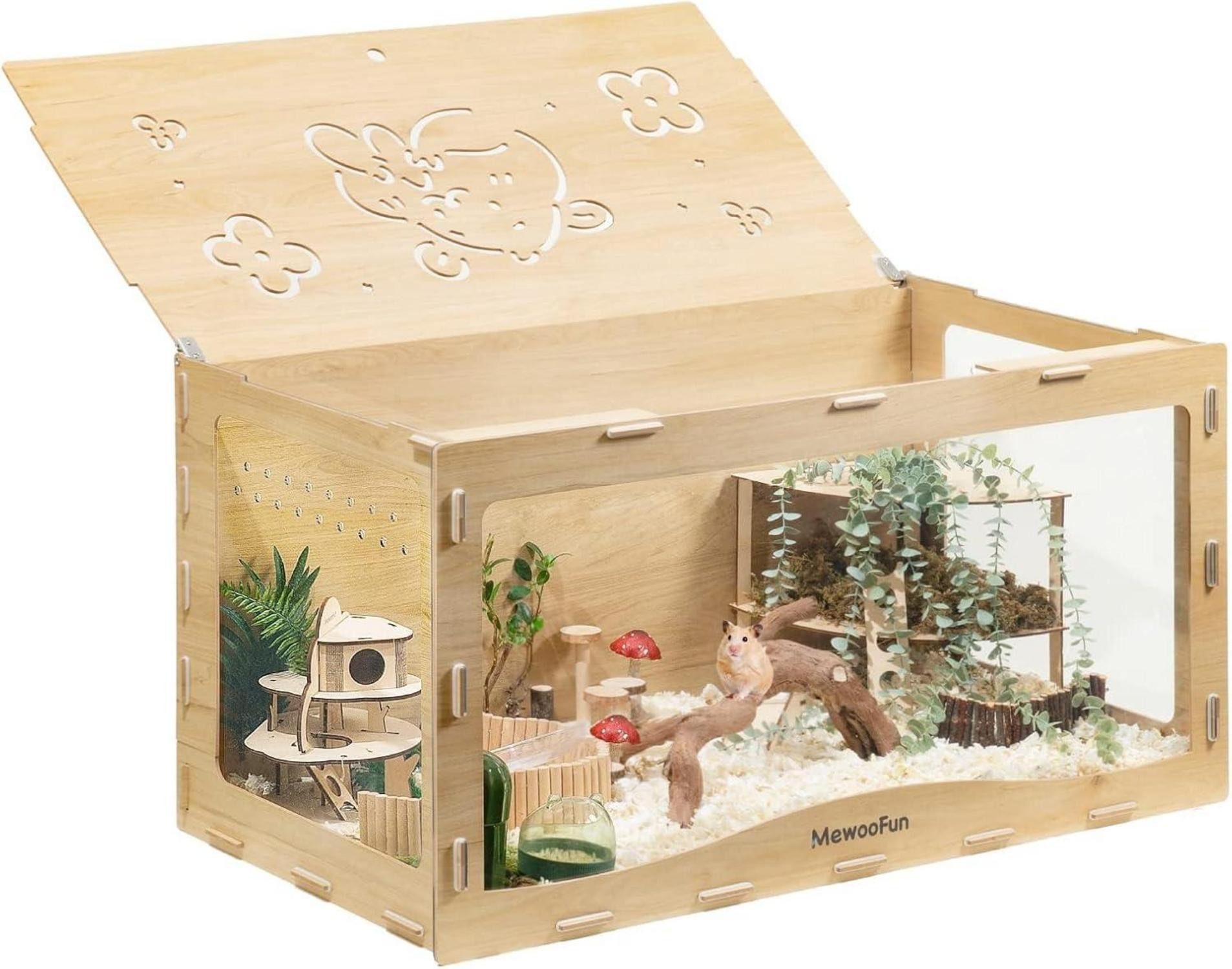 Kleintierkäfig Großer Holz Hamsterkäfig für Hamster und Meerschweinchen 100x50x50 cm
