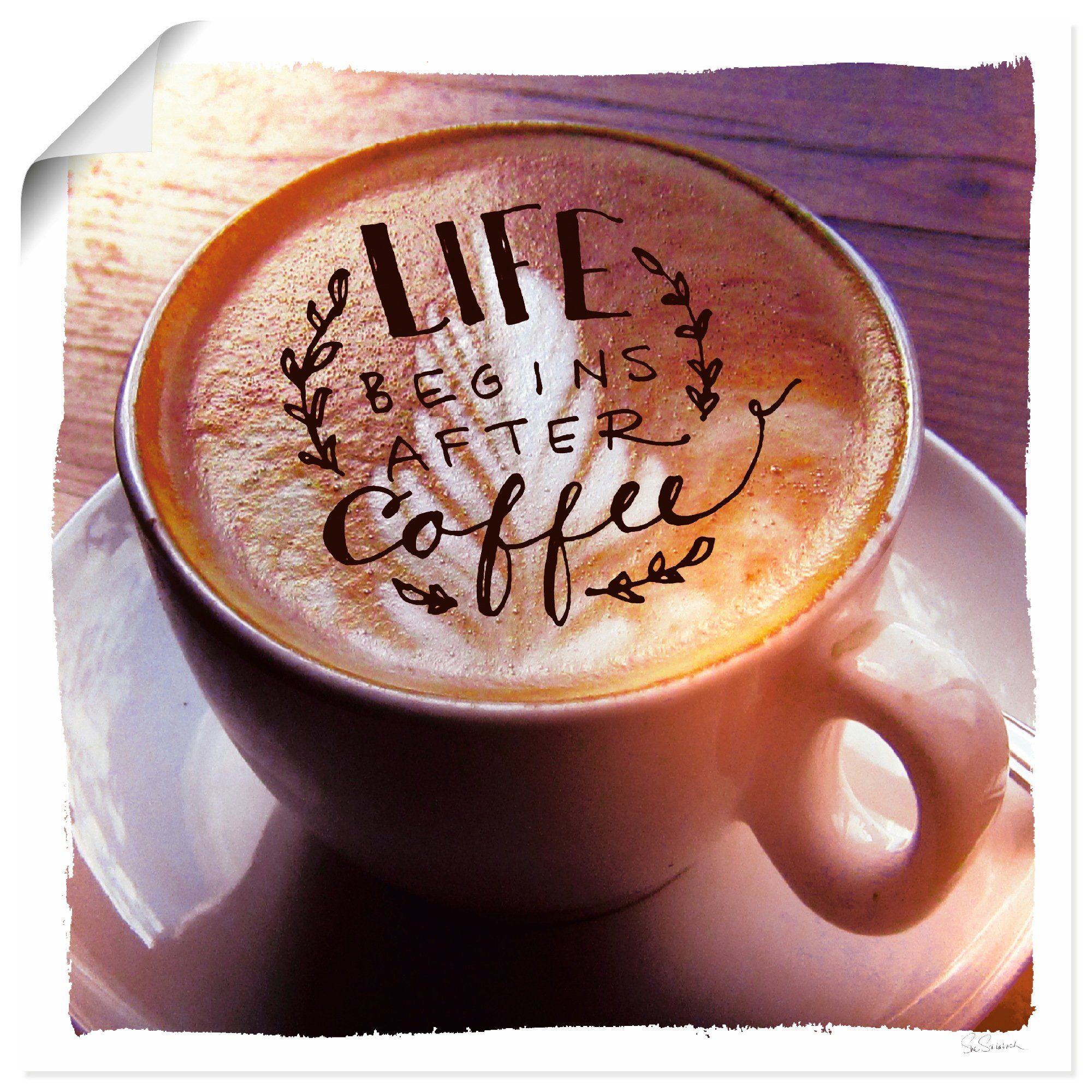 Artland Wandbild Das Leben beginnt nach dem Kaffee, Getränke (1 St), als Leinwandbild, Wandaufkleber oder Poster in versch. Größen