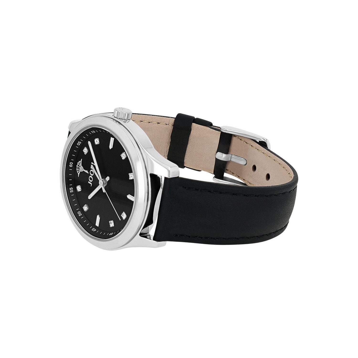 JOOP! Quarzuhr 2040162, Armbanduhr, Damenuhr, Lederarmband, analog, Kristallsteine