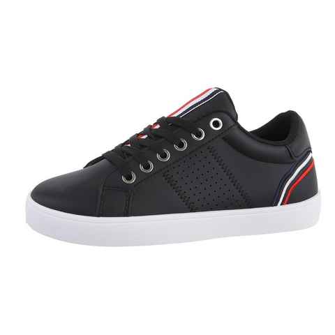 Ital-Design Damen Low-Top Freizeit Sneaker Flach Sneakers Low in Schwarz