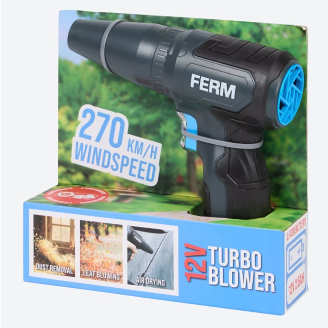 Ferm Akku-Laubbläser Turbo Laubbläser mit weichem Griff Turbogebläse