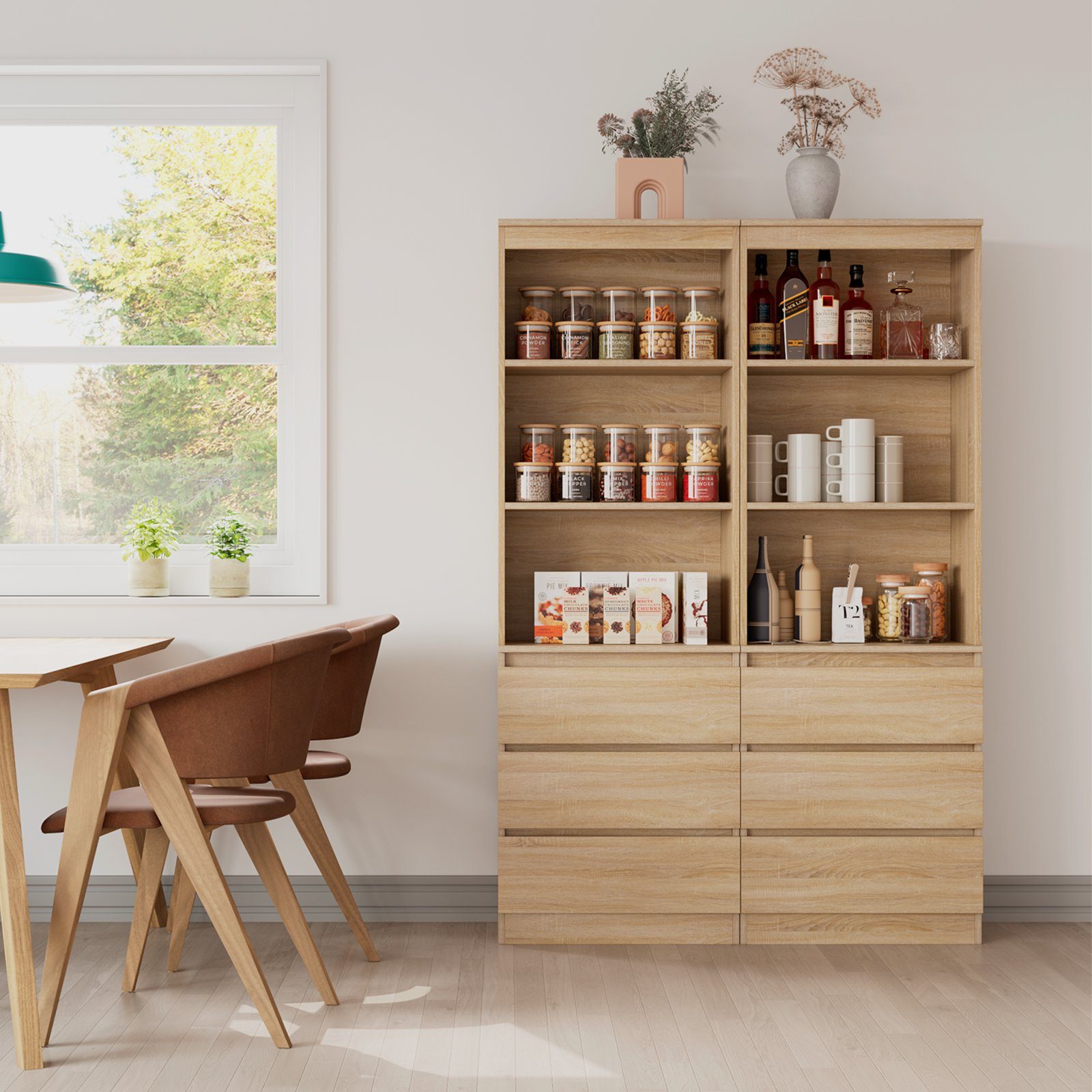 Homfa Hochschrank Bücherregal Bücherschrank mit 3 günstig online kaufen