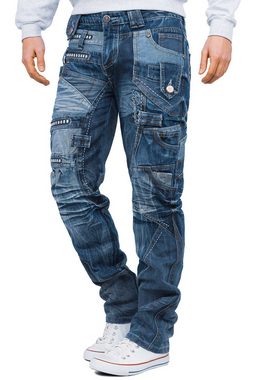 Kosmo Lupo 5-Pocket-Jeans Auffällige Herren Hose BA-KM001 Blau W31/L32 (1-tlg) mit Verzierungen und Nieten