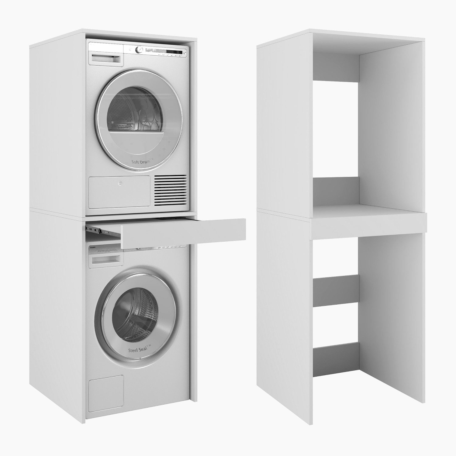 Platan Room Waschmaschinenumbauschrank Waschmaschinenschrank für Waschmaschine & Wäschetrockner Waschmaschine Trockner Schrank mit Ausziehbrett Überbauschrank