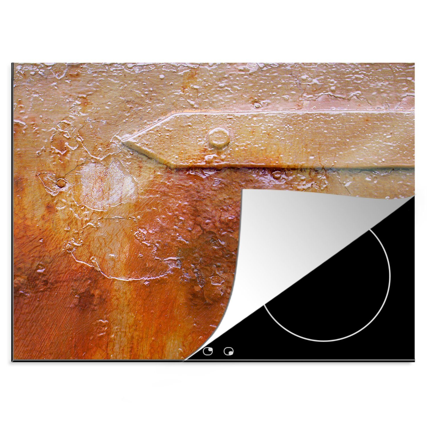 MuchoWow Herdblende-/Abdeckplatte Abdeckplatte - Induktionsschutz - Rost - Stahl - Eisen, Vinyl, (1 tlg), 60x52 cm, Mobile Arbeitsfläche nutzbar, Ceranfeldabdeckung