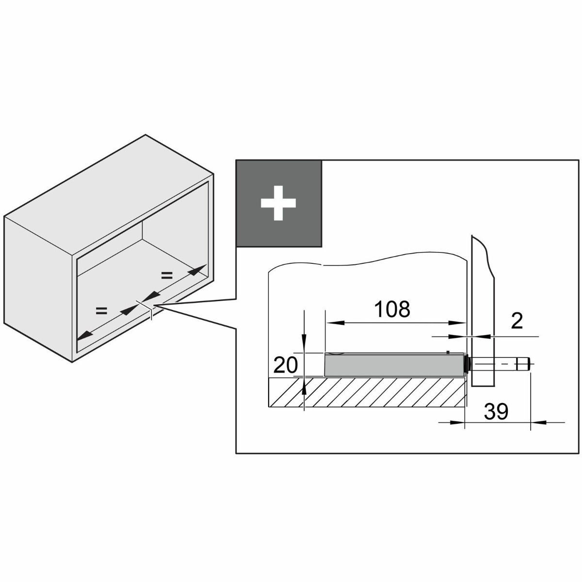 Kesseböhmer Türdämpfer Push to Open für 15er, Dispensa, COMFORT II, FREEflap etc, Einbauadapter silbergrau für Typ I, Typ II oder Typ III