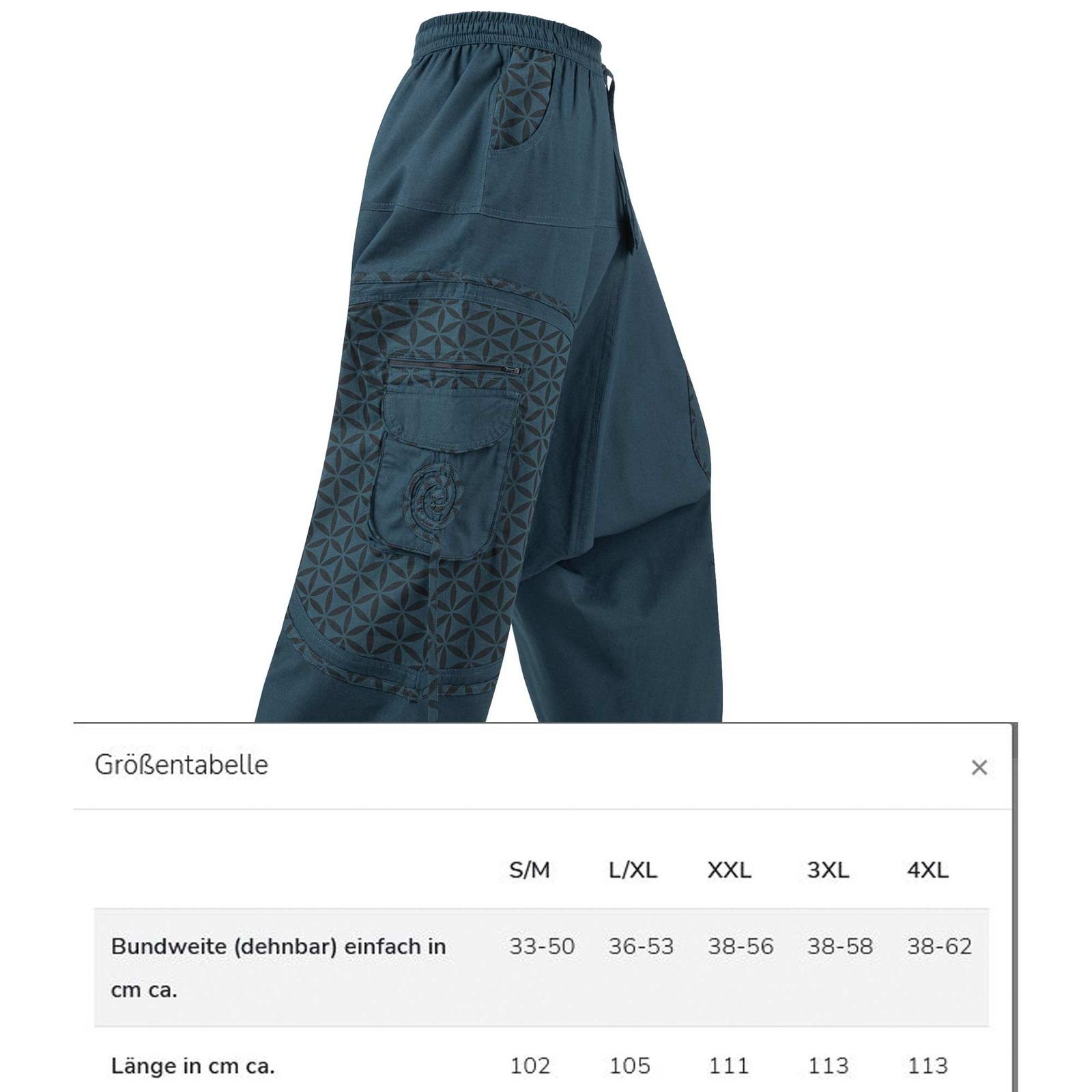 KUNST UND MAGIE Haremshose Kunst&Magie Haremshose bunte Muster Hippie Hose Blume des Lebens