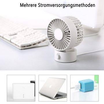 LeiGo Tischventilator Desktop-Ventilator,Tragbarer Mini-Ventilator,USB-Aufladung, 2 Windgeschwindigkeiten,geräuscharm