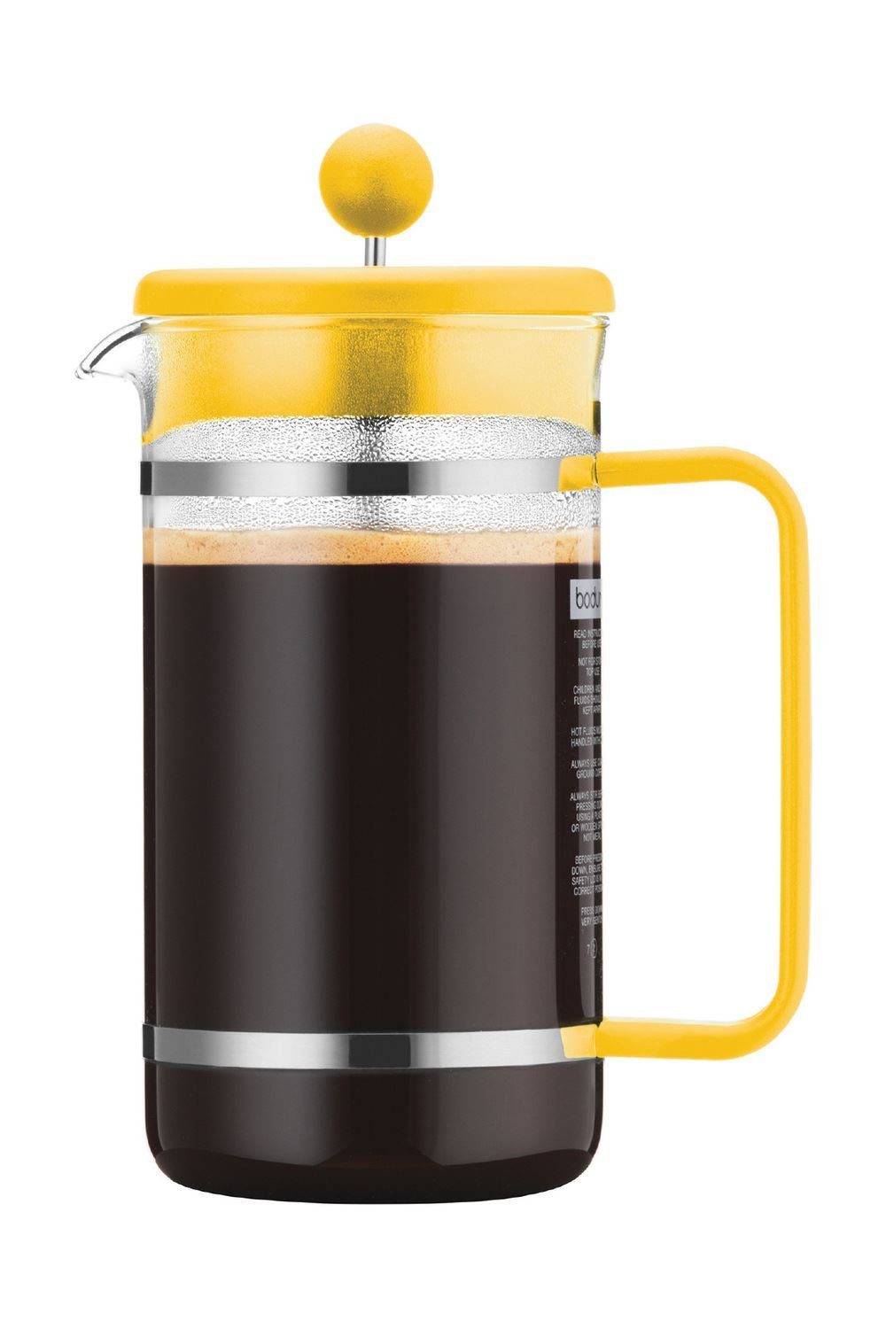 Bodum French Press Kanne, silberner Permanentfilter, Set, 2 Porzellantassen mit 0,3 Liter, 2 Kaffeelöffel aus Kunststoff