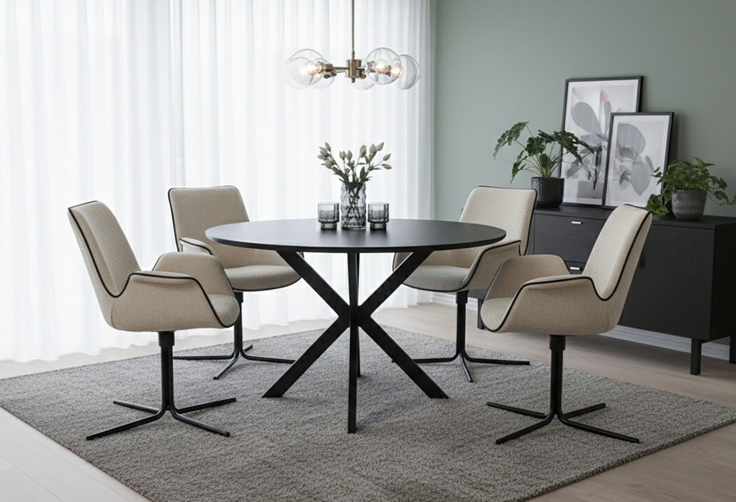 Jahnke Esstisch DINE ROX, Esstisch, rund, Massivholz, Skandi-Look, für bis zu 4 Personen, 115 cm