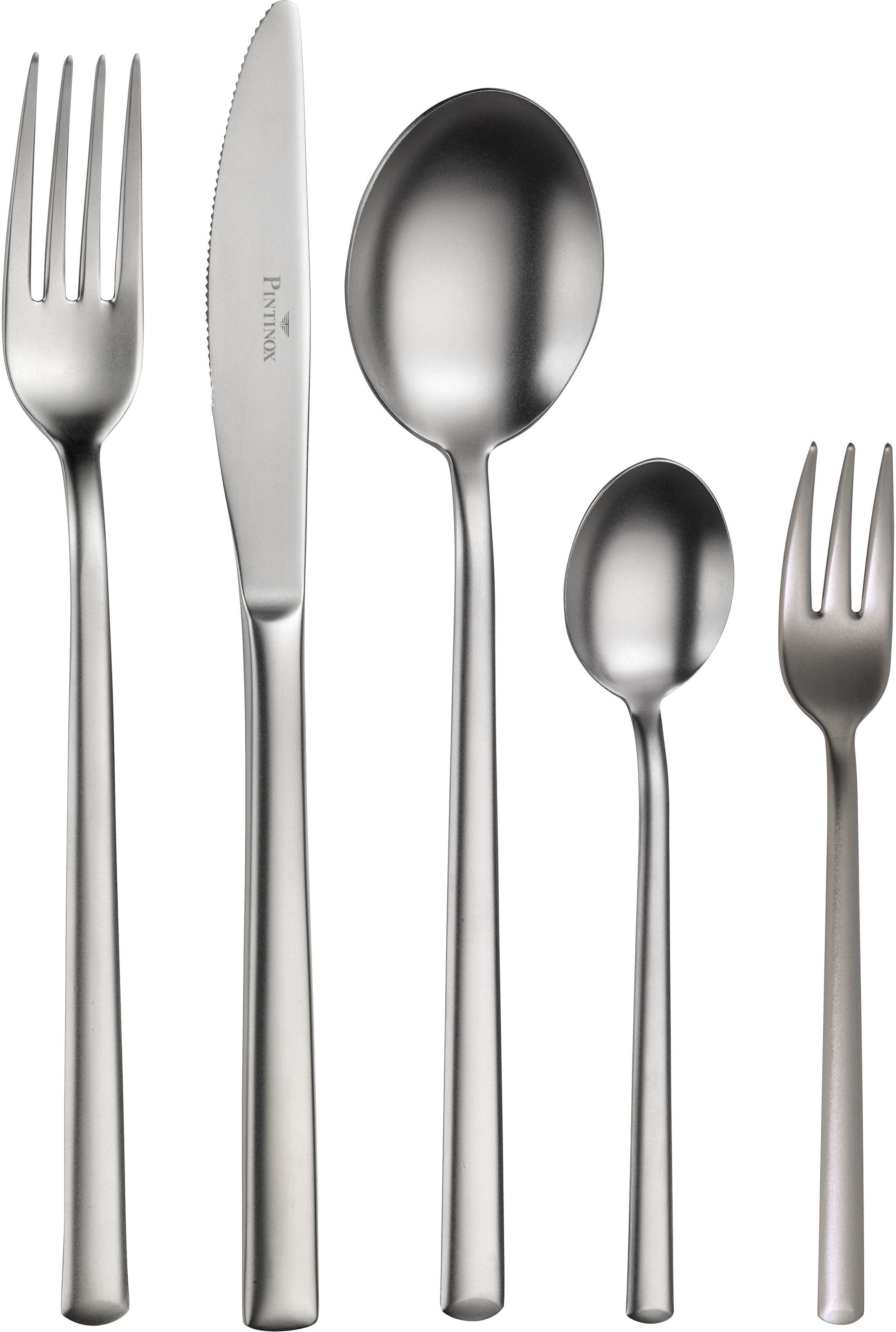 PINTINOX Besteck-Set Synthesis Mystique (30-tlg), 6 Personen, Edelstahl 18/10, Optik sandgestrahlt