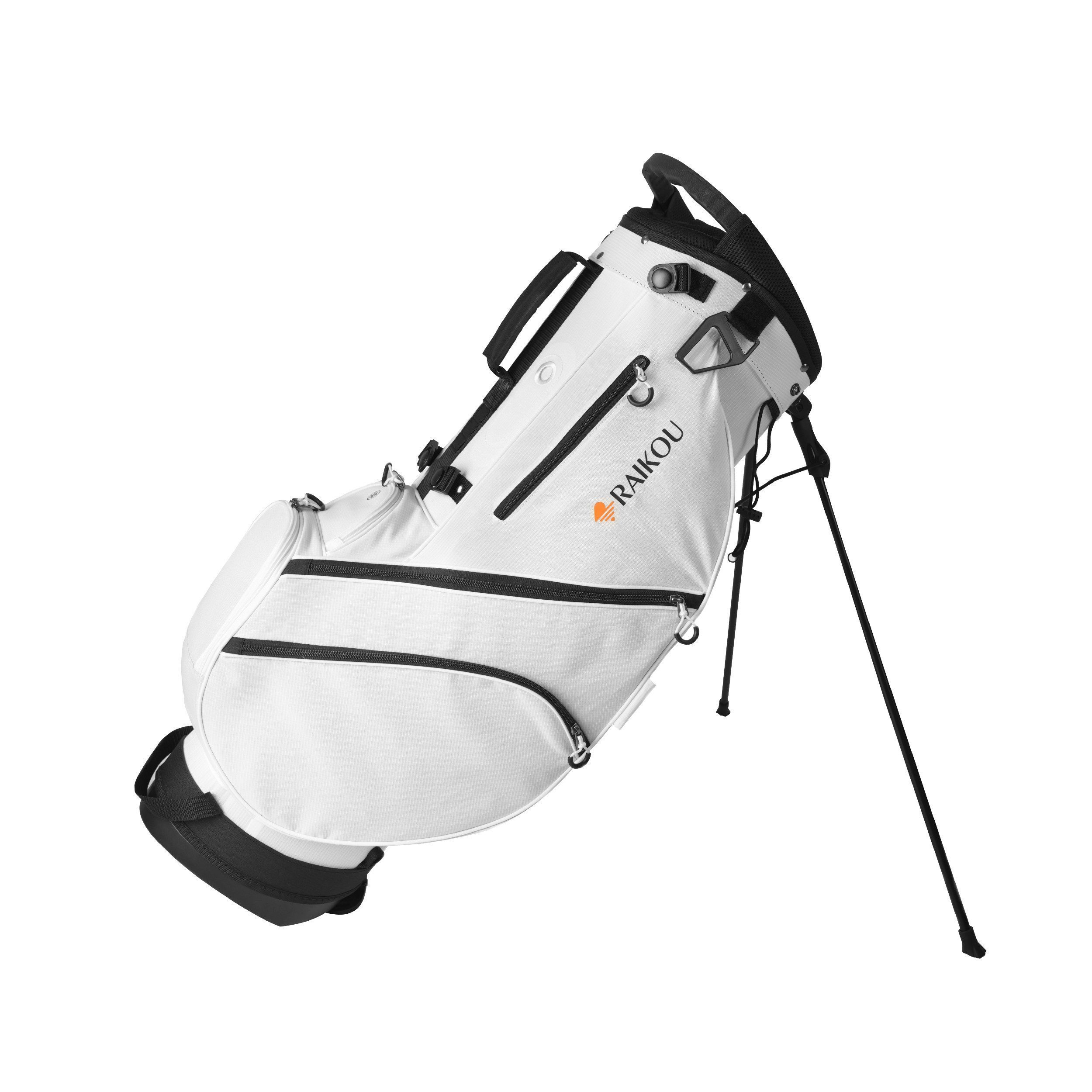 RAIKOU Golfballtasche Golfschlägertasche Standbag mit 14-fach wasserabweisende 10 Taschen (Packung, Einzelartikel), Schultergurt und Standmechanismus